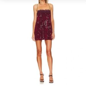 Free People That Girl Sequin Mini Dress in Fig Jam